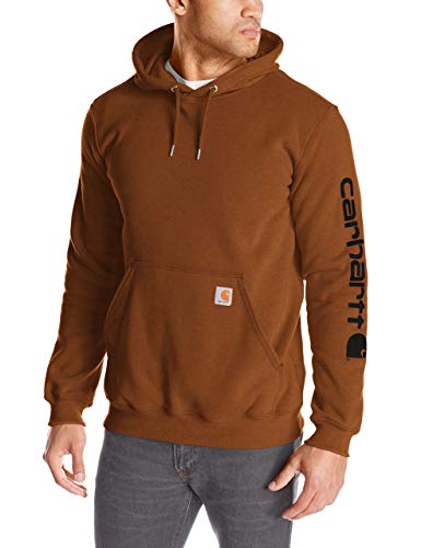 Carhartt Herren Midweight Sleeve Logo Hooded Sweatshirt Kapuzenpullover, Geölte Walnuss-Heather, X-Large von Carhartt