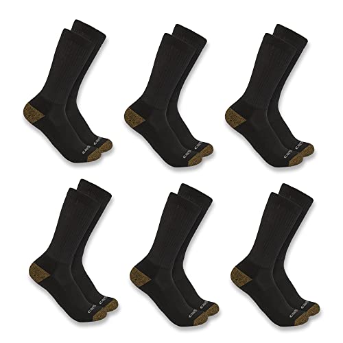 Carhartt Herren Midweight Synthetic Blend Crew 6 Pack 1 Paar Socken, Schwarz, Large (6er Pack) von Carhartt