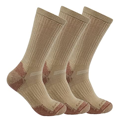 Carhartt Herren Mittelschwere Baumwollmischgewebe, 3 Stück Socken, Khaki, Large von Carhartt