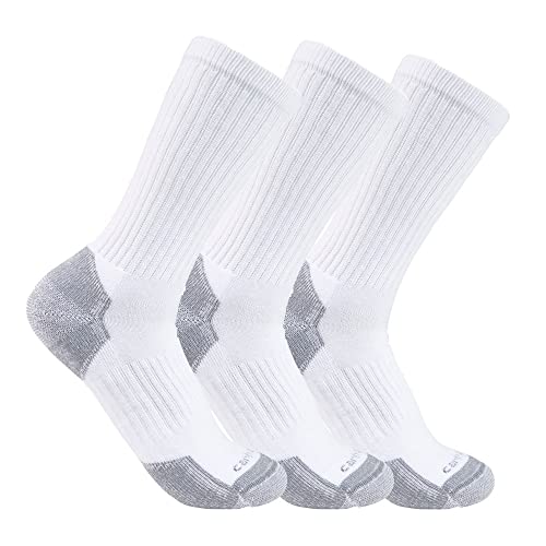 Carhartt Herren Mittelschwere Baumwollmischgewebe, 3er-Pack Socken, weiß, M von Carhartt