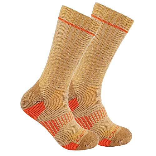 Carhartt Herren Mittelschwere Stiefelsocken aus Synthetischem Wollmischgewebe, 2 Stück Socken, Khaki, Large (2er Pack) von Carhartt
