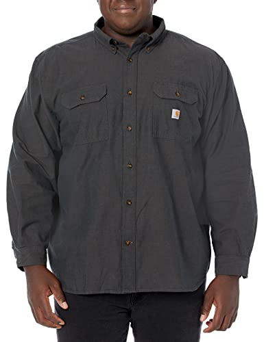 Carhartt Men's Loose Fit Midweight Long-Sleeve Work Utility Button Down Shirt, Black Chambray, L von Carhartt