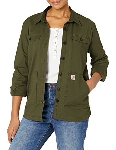 Carhartt Herren Overshirt mit lockerer Passform, mit Twill gefüttert Button-Down-Arbeitshemd, Basil, X-Groß von Carhartt