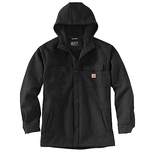 Carhartt Herren Rain Defender Relaxed Fit Heavyweight Hooded Shirt Jac Hemd mit Button-Down-Kragen, Schwarz, L von Carhartt