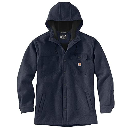 Carhartt Herren Rain Defender Relaxed Fit Heavyweight Kapuzenshirt Jac Arbeitshemd mit Knopfleiste, Navy, L von Carhartt