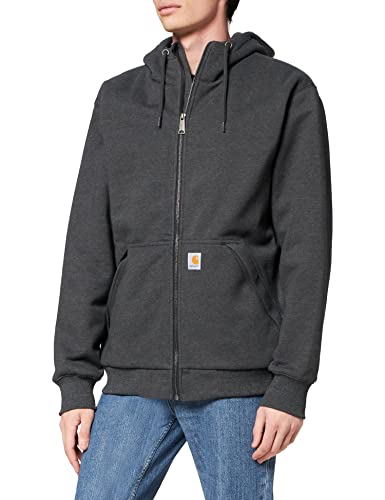 Carhartt Herren Rain Defender Relaxed Fit Midweight Sherpa-gefüttertes Sweatshirt mit durchgehendem Reißverschluss Kapuzenpullover, Anthrazit meliert, 4X-Large von Carhartt