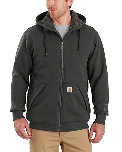 Carhartt Herren Rain Defender Relaxed Fit Midweight Sherpa-gefüttertes Sweatshirt mit durchgehendem Reißverschluss Kapuzenpullover, Peat, 4X-Large von Carhartt