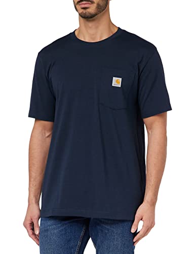 Carhartt, Herren, K87 Lockeres, schweres, kurzärmliges T-Shirt mit Tasche, Marineblau, XXL von Carhartt
