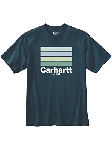 Carhartt Herren Relaxed Fit Heavyweight Short-Sleeve Line Graphic T-Shirt, Farbe: Night Blue Heather, Größe: M von Carhartt