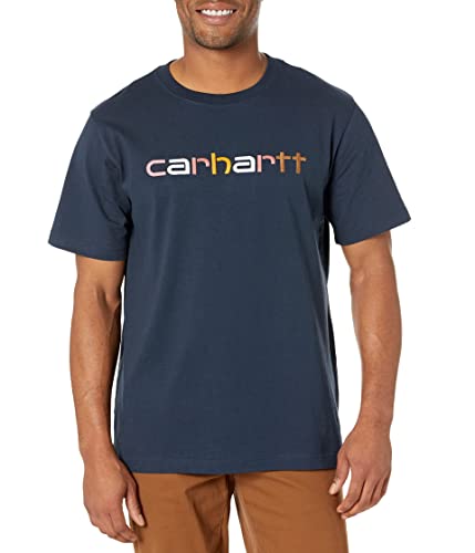 Carhartt Herren Relaxed Fit Heavyweight Short-Sleeve Logo Graphic T-Shirt, Farbe: Navy, Größe: S von Carhartt