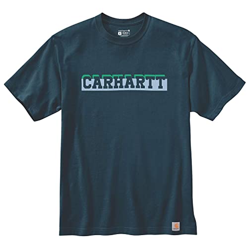 Carhartt Herren Relaxed Fit Heavyweight Short-Sleeve Logo Graphic T-Shirt, Farbe: Night Blue Heather, Größe: XL von Carhartt