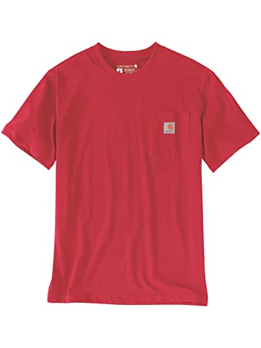 Carhartt Herren Relaxed Fit Heavyweight Short-Sleeve Pocket T-Shirt, Farbe: Fire Red Heather, Größe: L von Carhartt