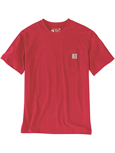 Carhartt Herren Relaxed Fit Heavyweight Short-Sleeve Pocket T-Shirt, Farbe: Fire Red Heather, Größe: M von Carhartt