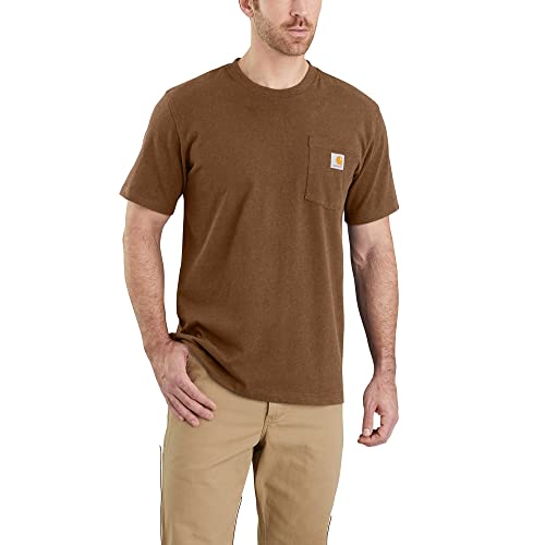 Carhartt, Herren, K87 Lockeres, schweres, kurzärmliges T-Shirt mit Tasche, Geölte Walnuss meliert, S von Carhartt