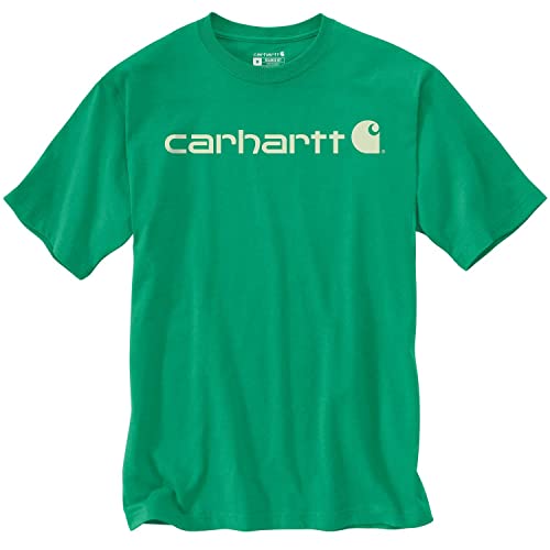 Carhartt Herren Relaxed fit, schweres, kurzärmliges T-Shirt mit Logo-Grafik, Malachit, S von Carhartt