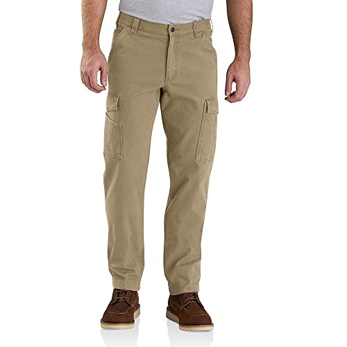 Carhartt Herren Rugged Flex® Relaxed Fit Cargo-Arbeitshose aus Canvas, Dunkles Khaki, W32/L34 von Carhartt