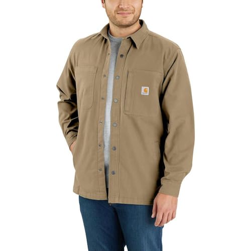 Carhartt Herren Rugged Flex Relaxed Fit Canvas Fleece Lined Snap-Front Shirt Jac, Dunkles Khaki, XX-Large von Carhartt
