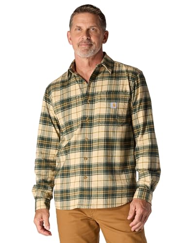 Carhartt Herren Rugged Flex Relaxed Fit Midweight Flannel Langarm Plaid Shirt, Forstgrün, XX-Large von Carhartt