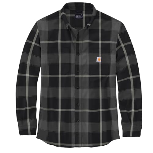 Carhartt Herren Rugged Flex Relaxed Fit Midweight Flannel Langarm Plaid Shirt, Schwarz, XX-Large von Carhartt