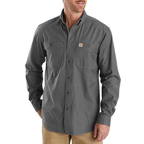 Carhartt Herren Rugged Flex Rigby Langen Ärmeln Button-Down-Arbeitshemd, Kiesfarben, Groß von Carhartt