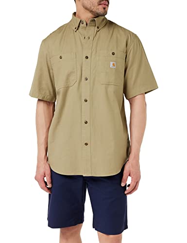 Carhartt Herren Rugged Flex® Rigby Kurzärmliges Arbeitshemd, Dunkles Khaki, M von Carhartt