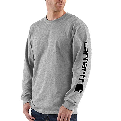 Carhartt Herren Signature Logo Langarm T-Shirt, grau meliert, M von Carhartt