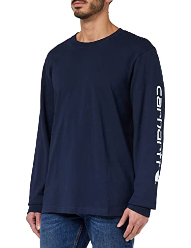 Carhartt, Herren, Lockeres, schweres, langärmliges T-Shirt mit Logo-Grafik auf dem Ärmel, Marineblau, L von Carhartt