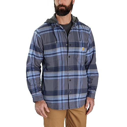 Carhartt Herren Rugged Flex Relaxed Fit Flanell-Fleece-gefüttertes Kapuzenshirt Jac, Marineblau, Größe L von Carhartt