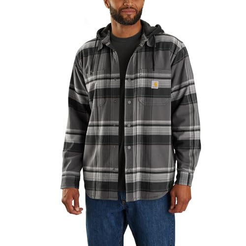 Carhartt Herren Standard Rugged Flex Relaxed Fit Flanell Fleece Gefüttert Kapuzenshirt Jac, Schwarz von Carhartt