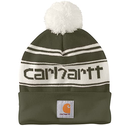 Carhartt Herren Strickmütze mit Bommel und Logo Beanie-Mütze, Einheitsgröße, Arborvitae von Carhartt