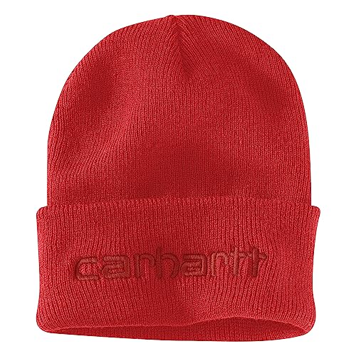 Carhartt Herren-Strickmütze mit isoliertem Logo, mit Bündchen, Rote Scheune, Einheitsgröße von Carhartt