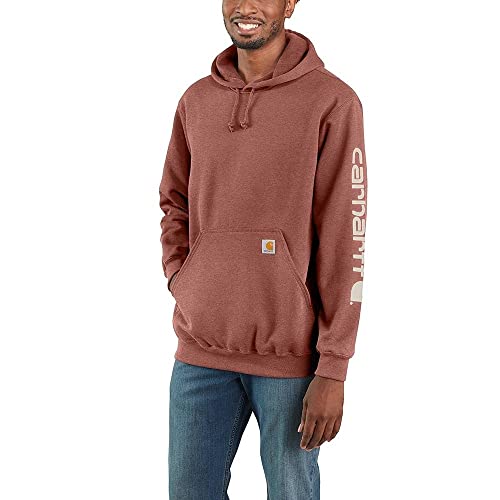 Carhartt Herren Sweatshirt mit Kapuze mit Mittelschwerem Ã„rmel und Logo, Reguläre und GroÃŸe GröÃŸen Kapuzenpullover, Auburn Heather, Medium von Carhartt