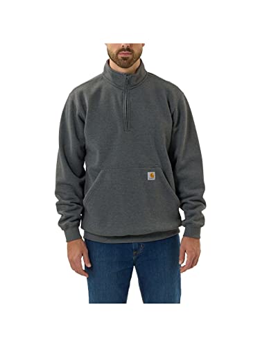 Carhartt Herren-Sweatshirt mit Stehkragen und mittelschwerem Viertelreißverschluss, lockere Passform, Grau, L von Carhartt