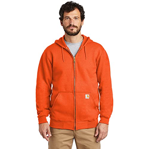 Carhartt Herren-Sweatshirt mit lockerer Passform, mittelschwer, durchgehender Reißverschluss, Brite Orange, Large Hoch von Carhartt