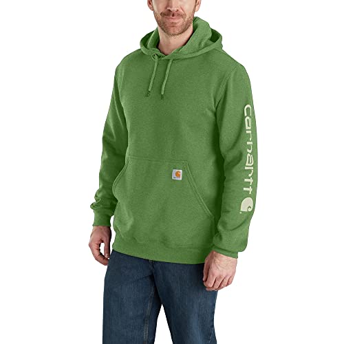 Carhartt Herren Loose Fit Midweight Logo Sleeve Graphic Sweatshirt Kapuzenpullover, Arborvitae Heather, L von Carhartt