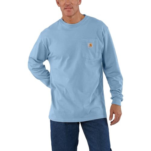 Carhartt Herren-T-Shirt, lockere Passform, schwer, Lange Ärmel, Tasche, Arbeits-Utility, Alpine Blue Heather, XX-Large Hoch von Carhartt