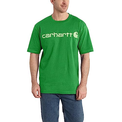 Carhartt Herren-T-Shirt, lockere Passform, schwer, kurzärmelig, Logo, kurzärmelig, mittelschwer, Jersey, K195, Olivgrün meliert, XL von Carhartt