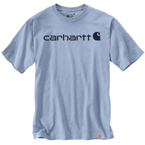 Carhartt Herren T-Shirt Relaxed Fit Heavyweight Short-Sleeve Logo Graphic, Farbe:Fog Blue, Größe:XL von Carhartt