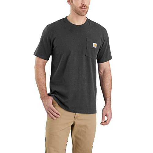 Carhartt, Herren, K87 Lockeres, schweres, kurzärmliges T-Shirt mit Tasche, Anthrazit meliert, XS von Carhartt