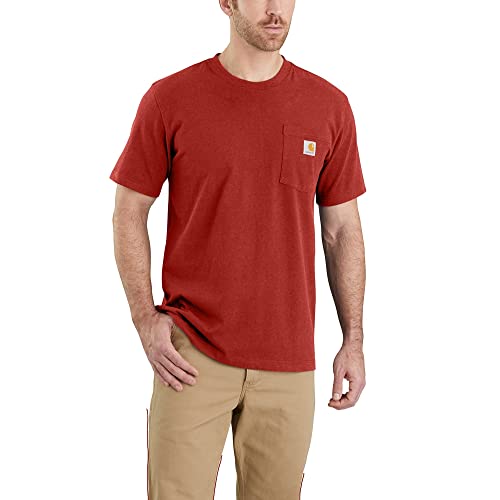 Carhartt Herren T-Shirt Relaxed Fit Heavyweight Short-Sleeve Pocket, Chili Pepper Heather, Größe: XL von Carhartt
