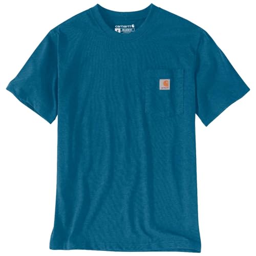 Carhartt Herren T-Shirt Relaxed Fit Heavyweight Short-Sleeve Pocket, Farbe:deep Lagoon Heather, Größe:L von Carhartt