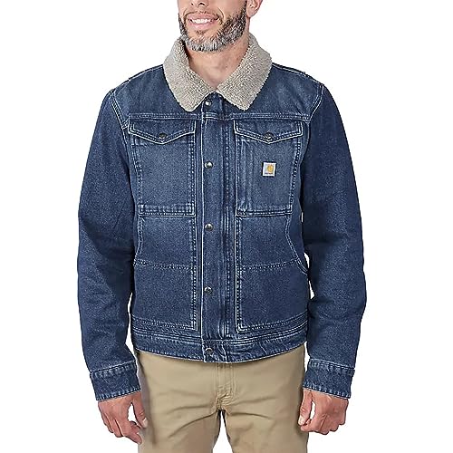 Carhartt Herren Übergangsjacke Relaxed Fit Denim Sherpa-Lined, Farbe:beech, Größe:2XL von Carhartt