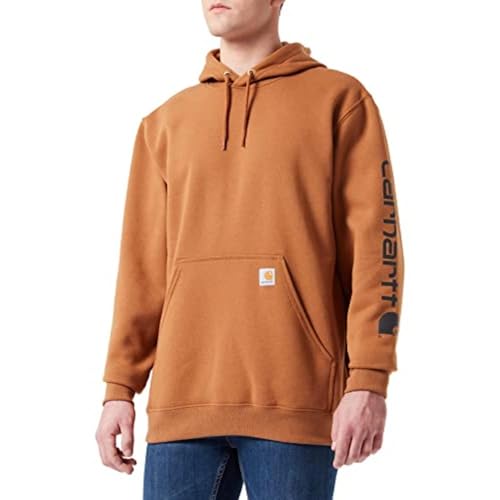 Carhartt Herren Sleeve Logo Hooded Sweatshirt Kapuzenpullover, Brown, S von Carhartt