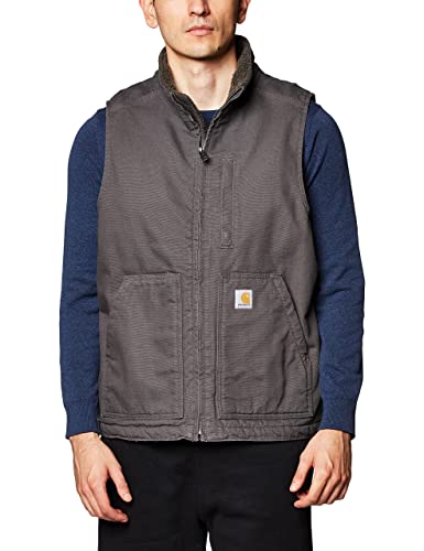 Carhartt Herren Weste mit Sherpa-Futter und Stehkragen mit Lockerer Passform Arbeits-Utility-Oberbekleidung, Kiesfarben, XXXXL von Carhartt