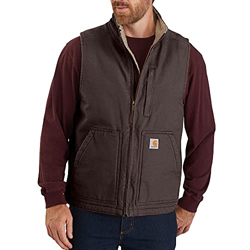 Carhartt Herren Weste mit lockerer Passform, Washed Duck mit Sherpa-Futter und Stehkragen Work Utility Oberbekleidung, Dunkelbraun, XL Tall Carhartt Herren Weste mit lockerer Passform, Washed Duck mit Sherpa-Futter und Stehkragen Work Utility Oberbekleidung, Dunkelbraun, XL Tall von Carhartt
