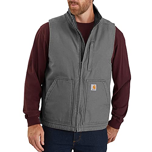 Carhartt Herren Weste mit Sherpa-Futter und Stehkragen mit Lockerer Passform Arbeits-Utility-Oberbekleidung, Kies, XL von Carhartt