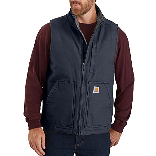 Carhartt Herren Weste mit Sherpa-Futter und Stehkragen mit Lockerer Passform Arbeits-Utility-Oberbekleidung, Marineblau, XL von Carhartt
