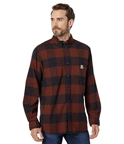 Carhartt Herren Workwear Relaxed Fit Midweight Flannel L/S Plaid Shirt, Mineral Red, M von Carhartt