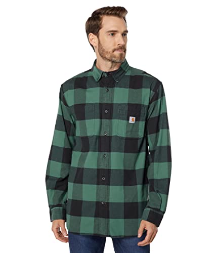 Carhartt Herren Workwear Relaxed Fit Midweight Flannel L/S Plaid Shirt, Slate Green, XXL von Carhartt