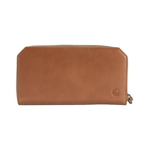 Carhartt Lässige Damen-Geldbörse aus Vollnarbenleder, mehrere Karten- und Geldfächer für einfachen Zugriff, Braun, Einheitsgröße, Clutch-Geldbörse von Carhartt